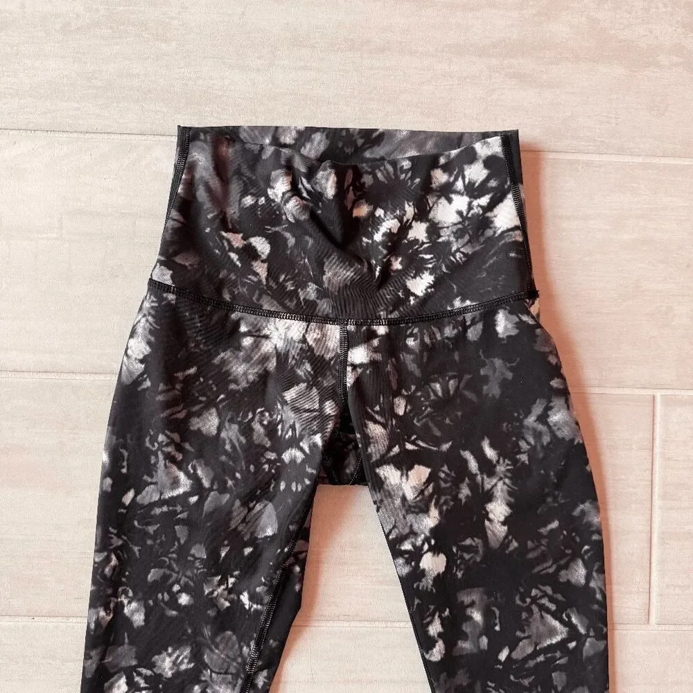 Lululemon Wunder Under Crop Hi-Rise Dusk Dye White Black Yoga Capris Leggings